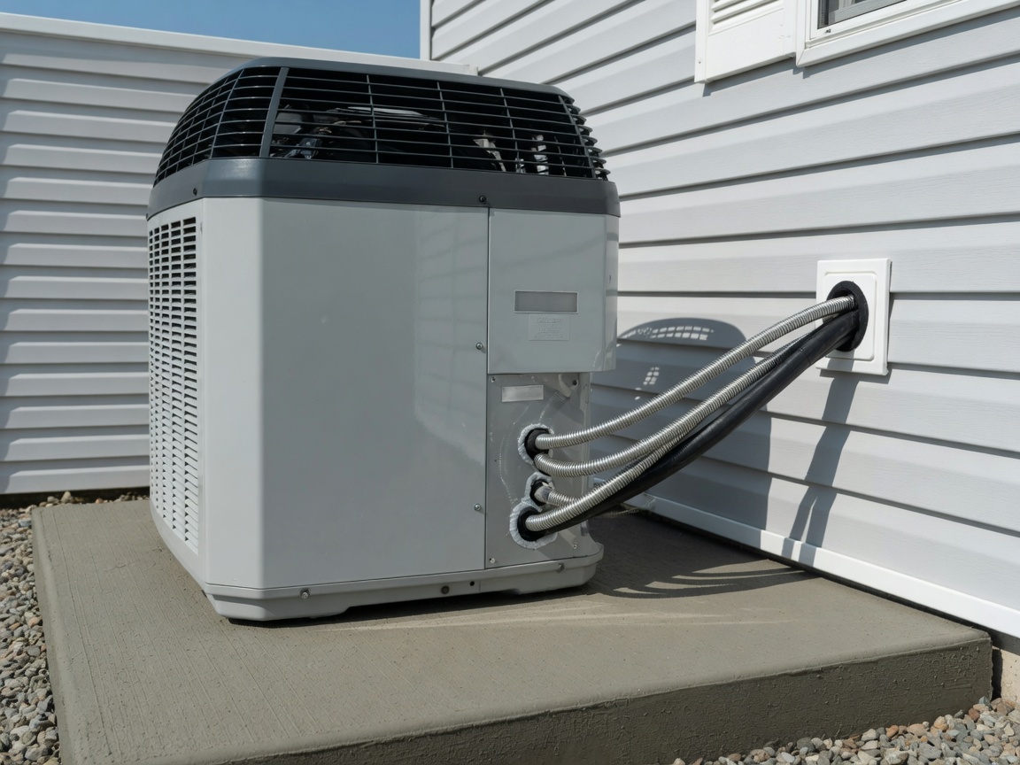 Newly installed outdoor heat pump unit