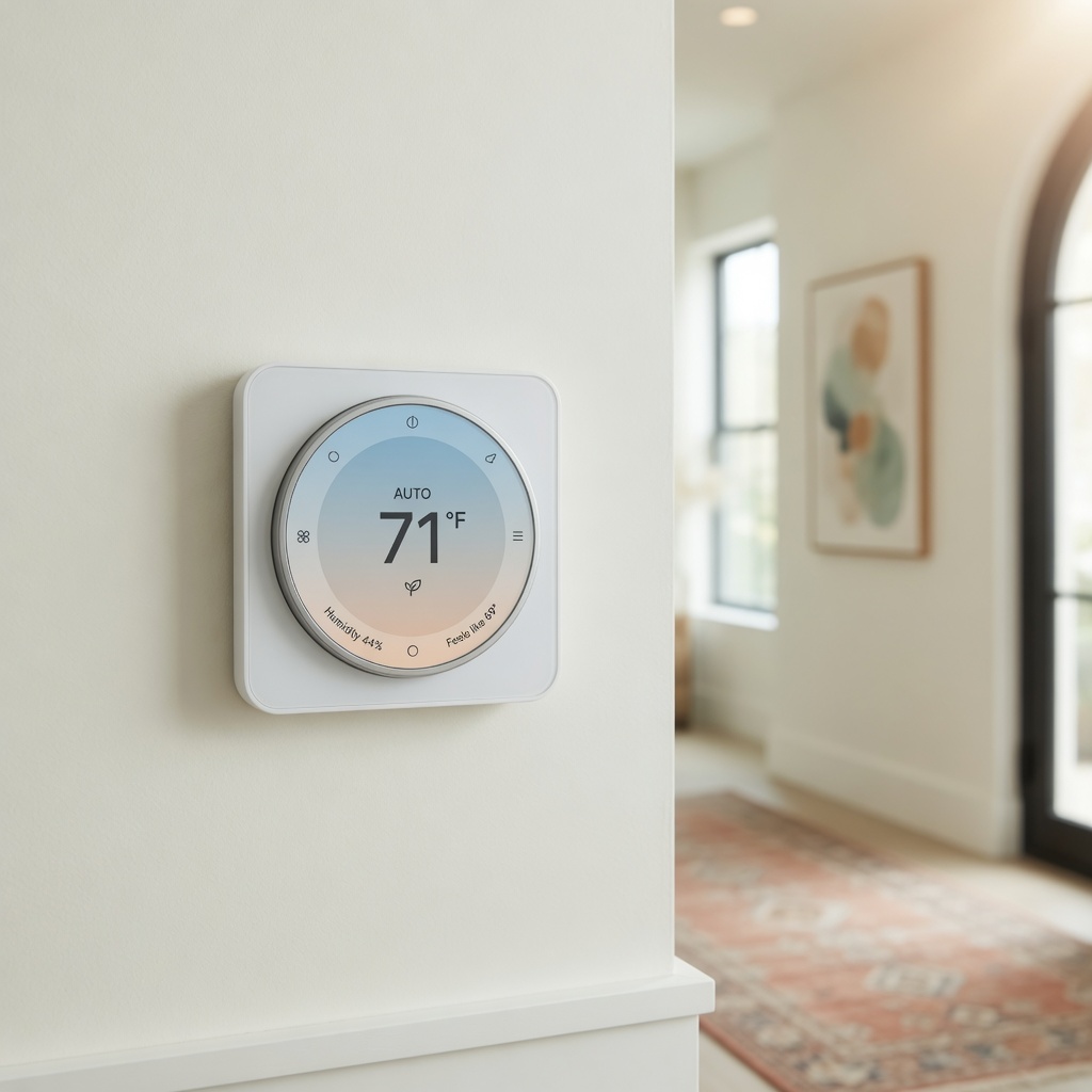Modern home thermostat on wall